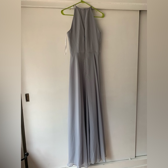 Bella Bridesmaids After Six light gray-blue maxi chiffon dress - Picture 2 of 5